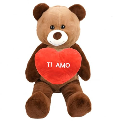 Generico Ours en peluche géant 80 cm avec cœur je t'aime 40 cm - Peluche douce, idée cadeau romantique