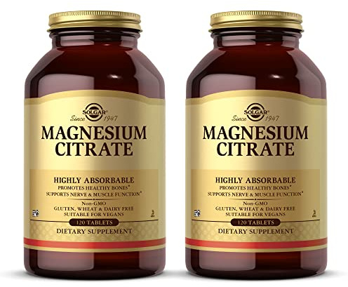 Solgar Magnesium Citrate - 120 Tablets, Pack of 2 - Promotes Healthy Bones, Supports Nerve & Muscle Function - Highly Absorbable - Non-GMO, Vegan, Gluten Free, Kosher - 120 Total Servings