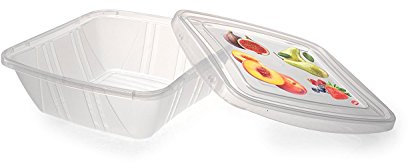 Snips, Set 3 Contenitori per Alimenti Quadrati da 0,50 litri, Contenitori in plastica trasparente con Coperchio Decorato, Misure 15 x 15 x 5,5 cm, Made in Italy, 0% BPA e phthalate free