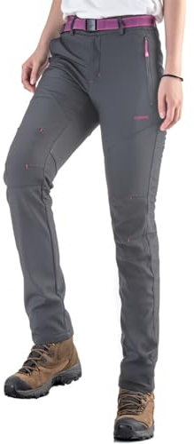 Tofern Damen Mädchen Softshellhose Activate Wanderhose Outdoorhose Multiaktivitäten ,Winter-grau,Euro S