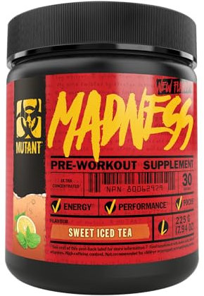 Mutant Madness | Pre Workout Powder Supplement Performance and Pump Blend Includes L-Citrulline, Beta-Alanine, Taurine, L-Tyrosine | 30 Serving | Sweet Iced Tea