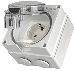 Aufputz Deuchtraum Schuko Steckdosen 1-fach oder 2-fach IP66 auch wenn Stecker im Betrieb ist (1-fach)