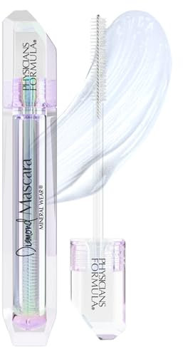 Physicians Formula, Mineral Wear Diamond Mascara, Transparente Mehrzweck-Mascara für Augenbrauen und Wimpern, mit Diamantstaub, Peptiden, Mineralpuder und pflegendem Vitamin E, Clear Diamond