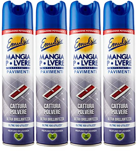 4x Emulsium Ät pulver Antistatisk Golv Fånga Pulver och Ultra Lavendelglans - 4 300ml sprayflaskor vardera