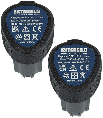 EXTENSILO 2X Batteries Compatible avec Hendi Couteau à Kebab (2500 mAh, Li-ION, 12 V)