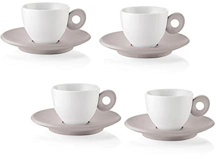 Set 4 tazzine Caffè con piattino Everyday Guzzini 081701158 Porcellana Bianco Grigio Tortora lavastoviglie