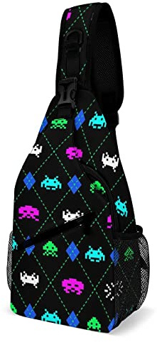 Space Invaders Argyle Sling Bag Umhängetasche Reiserucksack Tagesrucksack
