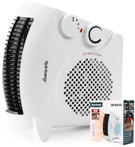 Rainberg Fan heater with 2 heat settings 1000/2000W, Electric heater, Heaters for Home & Office. (313)