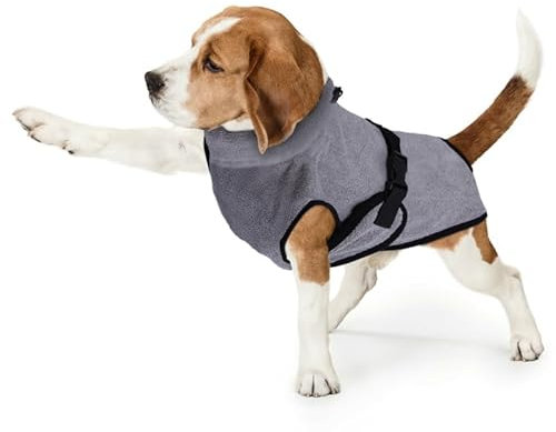 Bademantel für Hunde aus Mikrofaser, saugstark und schnelltrocknend - Hundebadetuch für kleine mittlere große Hunde - Hundebademantel Klettverschluss