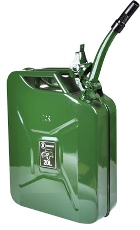 RocwooD Jerry Fuel Can 20 Litre Army Green Metal Gas Diesel Gasoline Petrol Oil Durable Travel 3 Welded Handles Portable Container For Cars Trucks Motorcycle Extension Spout