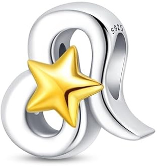 LIGHTDOG Donna Charms D'argento 925 per Braccialis 12 Charms Dello Zodiaco Adatto per Bracciali Europei E Bracciali Collane Compatibile Charm Placcati Oro per Compleanno
