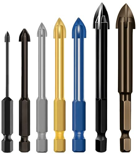 Set di Punte per Piastrelle, Punte per Vetro in Sette Dimensioni, Set di Punte per Pietra per Piastrelle in Ceramica Porcellanata, Cemento, Vetro, Specchi, Plastica, Legno (3/4/5/6/8/10/12 mm)