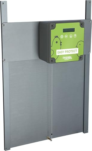 Kerbl Hobbyfarming Poulailler Automatique Kit Complet EasyProtect, Trappe à Poules, Gris, Poules, Ouverture et Fermeture en Fonction de la lumière du Jour et de l'heure