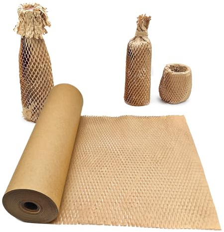 Honeycomb Packing Paper, 15 x 200' Honeycomb Cushioning Wrap Roll for Moving Shipping Packaging Gifts, Recyclable Honeycomb Paper Moving Supplies Bubble Paper Wrapping Protective Roll Khaki