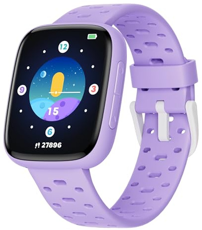 TICTIKY Reloj Inteligente para Niñas 6-16 Sin Necesidad App, 1,83 Pantalla AMOLED Pulsera Actividad con Podómetro, Monitor Cardiaco/Sueño Resistente al Agua IP68, Despertador, Juegos de Rompecabezas