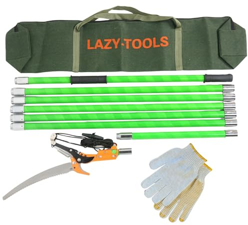 Manual Pole Saw Tree Pruner - Long Reach Pruning Saw with Scissor Head, 65Mn Steel Blade & Carry Bag - Lightweight Telescopic Tree Trimming Tool (9m Long)