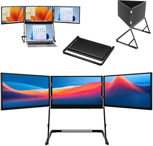TDSYOCG Bärbar bildskärm för bärbar dator Triple Laptop 15,6 tum bärbar dator, FHD IPS, Plug And Play via USB-C eller USB-A, bärbar extern skärm för arbete och resor, kompatibel med MacOS, Windows