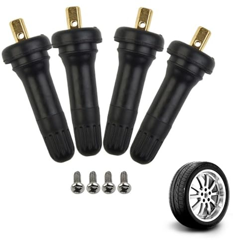 Lot de 4 valves TPMS pour capteur de Pression des pneus, tiges de Valve Schrader en Caoutchouc et métal, valves Anti-Fuite pour système TPMS Voiture, Remplacement fiable et Durable