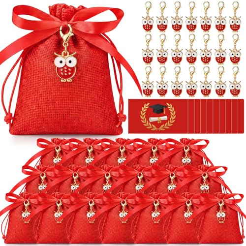 Otuuz 50 Kit Bomboniere Laurea, Sacchetti e Portachiavi, Gufo