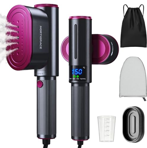 JUOIFIP Plancha Vertical Vapor 1200 W, Flujo de Vapor 24g/min, Calentamiento Rápido 15 s, Plancha Ropa 2 en 1, Pantalla LED, Ferro Vapor Vertical Portátil para Hogar y Viaje