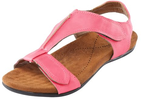 Generisch Sandales orthopédiques pour femme - Avec soutien de la voûte plantaire - Sandales d'été confortables et plates - Sandales de plage élégantes, rouge, 43 EU