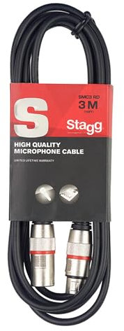 Stagg SMC3 RD Mikrofon-Kabel (3m, XLR-Buchse-auf-XLR-Stecker) rot