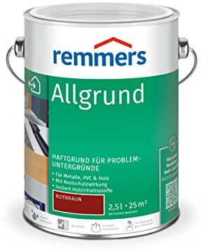 Remmers Allgrund rotbraun, 2,5 Liter, Haftgrund für Metall, Kunststoff, Holz, mit Rostschutz und Isoliergrund, innen und außen, Made in Germany