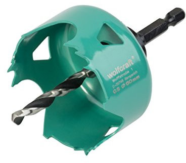 wolfcraft Sierra de corona de acero al carbono, Ø 60 mm I 5966000 I Para instalaciones eléctricas y sanitarias en madera y materiales de obra en seco
