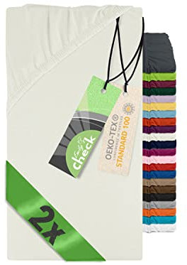 Emily´s Check 2er-Pack Spannbettlaken für Lauf-, Krabbelgitter und Reisebett 1493.2123, 75 x 100 cm, Creme