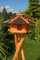 XXL Luxus Vogelhaus mit/ohne Solar/Ständer Holz Futterhaus Vogelfutterhaus Vogelvilla, Farbe: Dunkel + Solar + Ständer