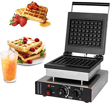 Piastra per Waffel Belga Professionale Maker, Commerciale Elettrica Macchina Waffle con Rivestimento Antiaderente, Acciaio Inox, Controllo della 50-250°C Temperatura Regolabile e 1-5H Timer,Style3