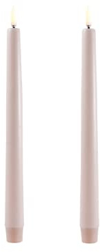 UYUNI Lighting LED Stabkerzen Taper 2er Set 2 x 25cm - Beige - Flammenlos