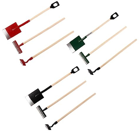 Leadigol 3 Set Simulation Shovel Hoe and Pitchfork,1:12 Scale Miniature Shovel Mini Shovel Miniature Hay Forks
