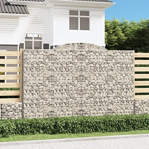 BaraSh Gabione mit Hochbogen 300x50x200/220 cm Verzinktes Eisen GabionenköRbe WasserzapfsäUle Garten Gabionen Zaun Gabionensteine