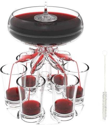 6 Schnapsglasspender und Halter Party Getränk Schnapsgläser Set Cocktail Bier Whiskey Weinspender Acryl Transparent Bar Schnapsspender für Party Home Bar Festival Trinkspiele (Clear Set)