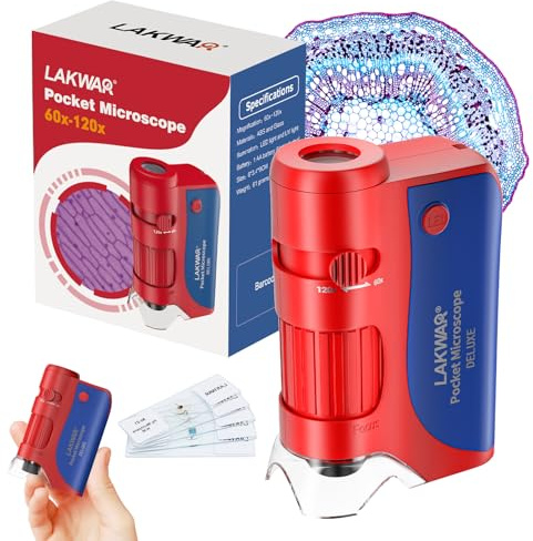 60x-120x Mini Pocket Microscope För Barn Och Vuxna, Bärbart Handhållet Mikroskop Med Objektglas, Miniscope Bärbart Mikroskop För Barn Liten Forskare Studenter Skola Minilabsters Utbildning