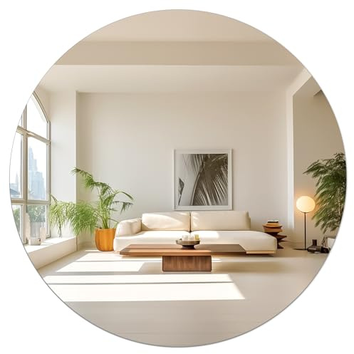 TSKDKIT Specchio da Parete Rotondo da 30 cm Cerchio Autoadesivo in Vetro HD, Grande Specchio da Parete 30 cm Specchio Senza Cornice, Decorazione da Parete per Bagno, Camera da Letto, Soggiorno