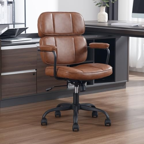 chairus Sedie da Ufficio in Ecopelle Sedia da Scrivania con Rotelle Sedie Girevoli Sedia Scrivania Cameretta Regolabile in Altezza Poltrona Ufficio per Studio/Computer, Marrone