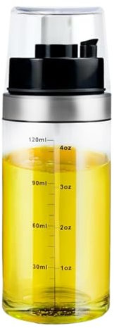 Dewocke 2 in 1 Dispenser e Spruzzatore Olio, 150ml Bottiglia di Vetro Olio Spray, Nebulizzatore Olio con Scala - Comodo Controllo Olio, per Cucina Friggitrice Aria Barbecue Insalata