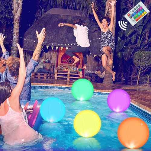 Éclairage de Piscine Flottante, 2 Pcs 40cm Lampe Flottante Sphère Lumière, 16 RGB LED Lumière de Piscine Flottante Avec Télécommande, Éclairage pour Piscine Étanche IP67, pour Piscine, Fête