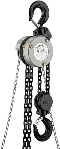 Wiltec Palan à chaîne manuel VSK-5 – Capacité de levage 5 t – Hauteur de levage 3 m – Chaîne de 3 m – Palan mécanique de levage pour atelier