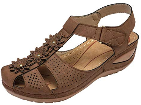 Zapatos ortopédicos para mujer, espolón calcáneo, zapatos de verano, sandalias de trekking cómodas, delanteras cerradas, sandalias de cuña con plantilla suave, sandalias anchas en H, zapatos de