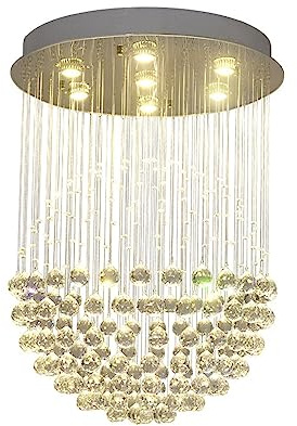 Lampadario di cristallo K9 a forma di palla a goccia di pioggia, lampada a sospensione moderna da soffitto a filo, per camera da letto, sala da pranzo, soggiorno, cucina, ingresso (dimension