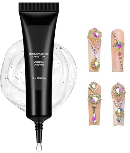 LOPHE Colle à Ongles Strass, Gel pour Déco Ongles 3D, Bijoux et Paillettes, Colle de Gel pour Débutants et Salons, 15 ML