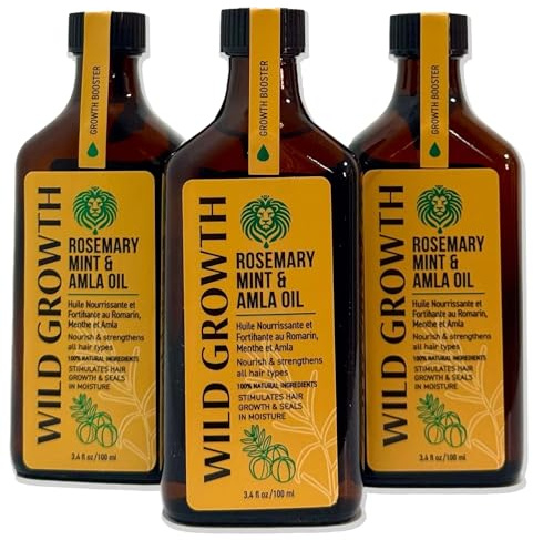 Wild Growth Hair Oil with Rosemary, Mint & Amla Oil – 100 mL x 3 Bundle Pack – Strengthens, Nourishes & Supports Healthy Hair Growth – For All Hair Types