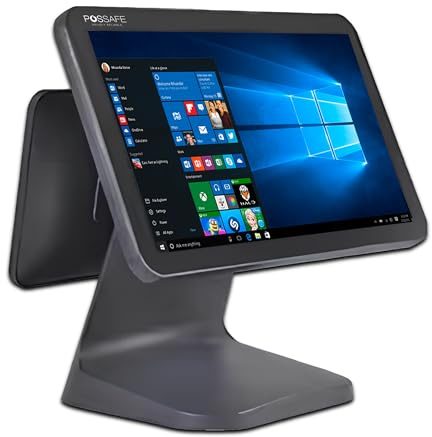 POSSAFE Windows POS Terminal 18.5” Touchscreen + 13.3” Customer Display, Intel i5-7GN, 8GB RAM, 128GB SSD – Dual Display Integrated Hardware System Point of Sale for Retail & Restaurant