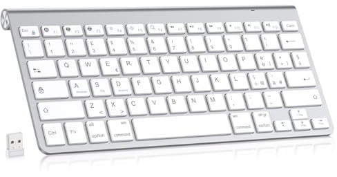PINKCAT Tastiera wireless, Tastiera Bluetooth &2.4G Layout Italiano QWERTY con tasti multimediali, adatta per PC, laptop, Mac OS, Macbook pro/air, Windows (Argento)
