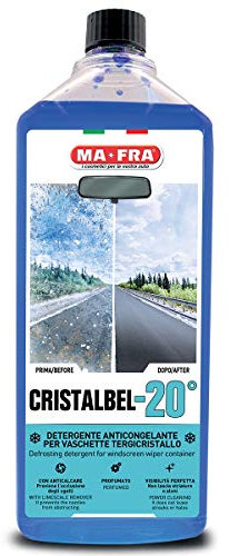 MAFRA, Cristalbel -20°C, Detergente Anticongelante per Vaschette Tergicristallo, Liquido Lavavetri Auto con Azione Anti Calcare per la Pulizia del Parabrezza e Lunotto, Non Lascia Aloni, Formato 1L