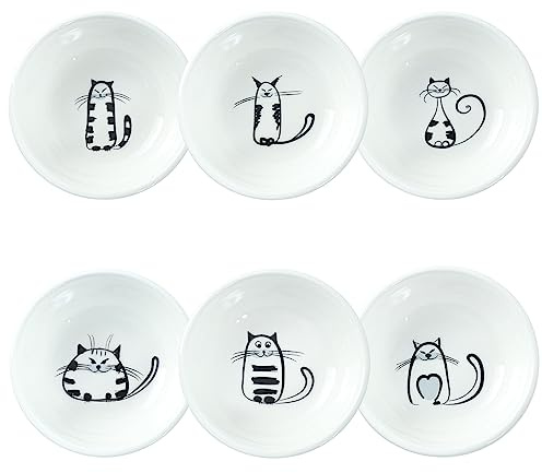 SOCOSY Super Cute Cat Ceramic Sauce Dish/Seasoning Bowl/Sushi Soy Dipping Bowl/Appetizer Plates/Serving Dish for Kitchen Home (Set of 6)
