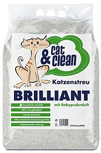 Cat & Clean Katzenstreu Der Extraklasse Klumpendes Einstreu Extrem Saugfähig Naturprodukt Aus Bentonit (Brilliant Babypuderduft, 30)